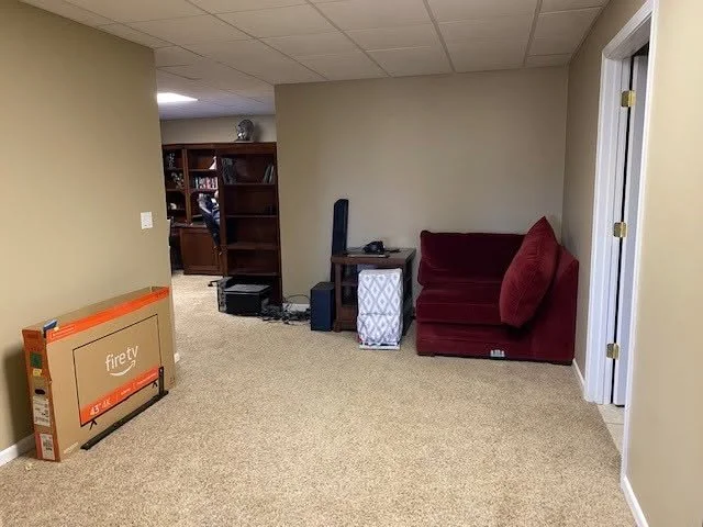 Area where "hang out room" and future exerciser room would be