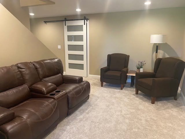 Stairs leading to hang out room and exercise room