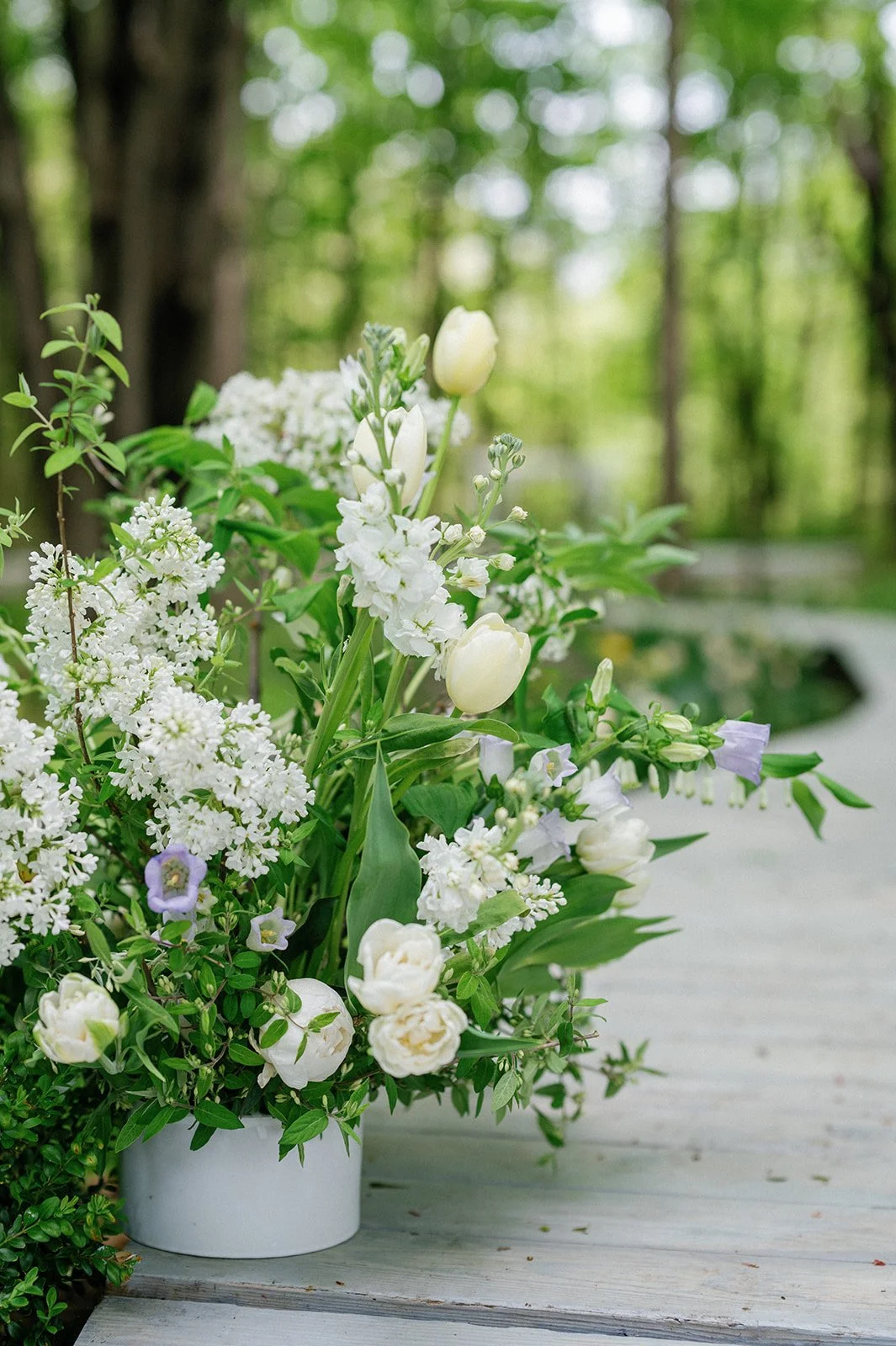 Tulips and lilac for wedding ceremony florals