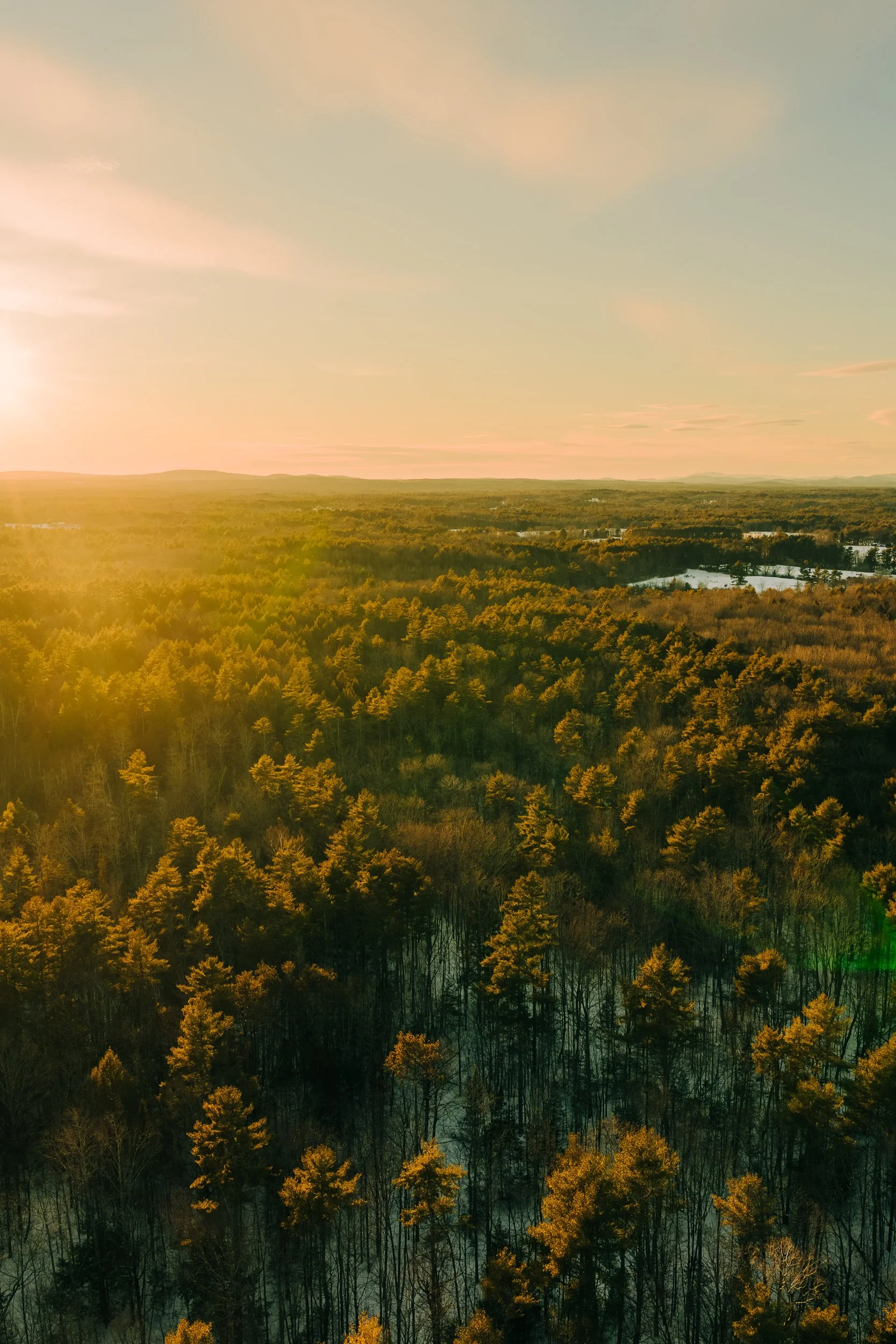 View of Maine landscape over Flanagan Farm