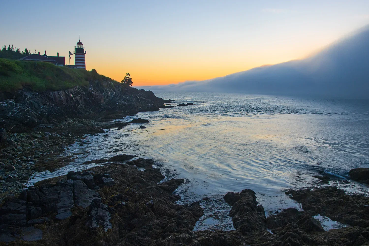 Quoddy Lighthouse with incoming fog