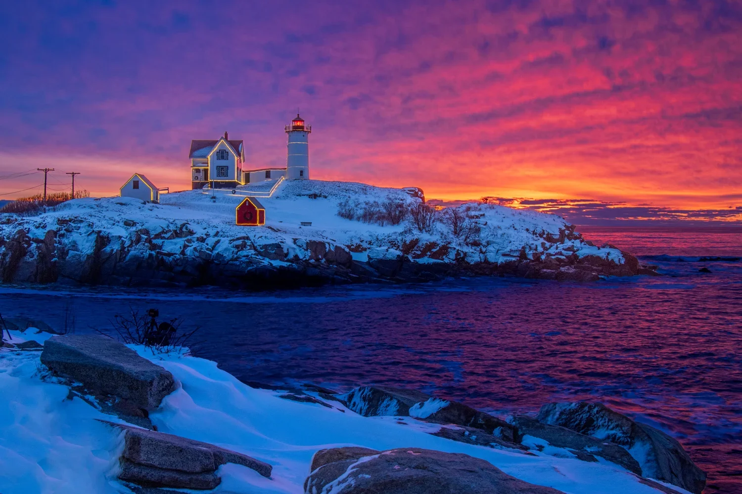Nubble electric winter sunrise