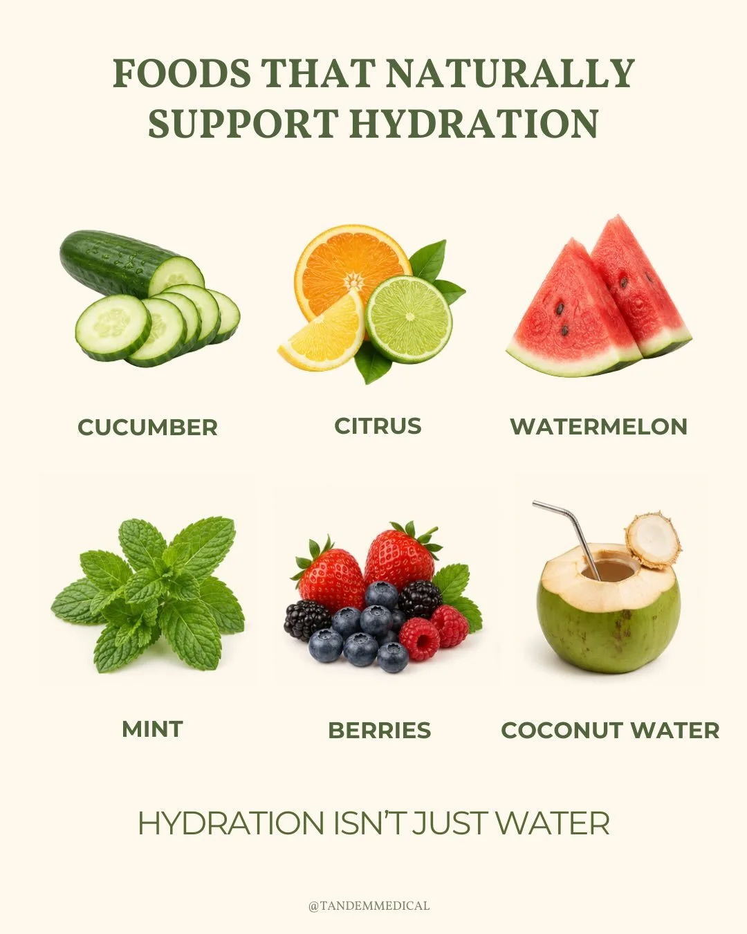 As the weather gets warmer, hydration becomes even more important 🌞💧

And it&rsquo;s not just about drinking more water. Foods can support hydration too.

What&rsquo;s your favorite hydrating food this time of year? 👇🍉

#hydration #seasonalliving