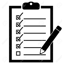 Checklist on a clipboard with a pen.