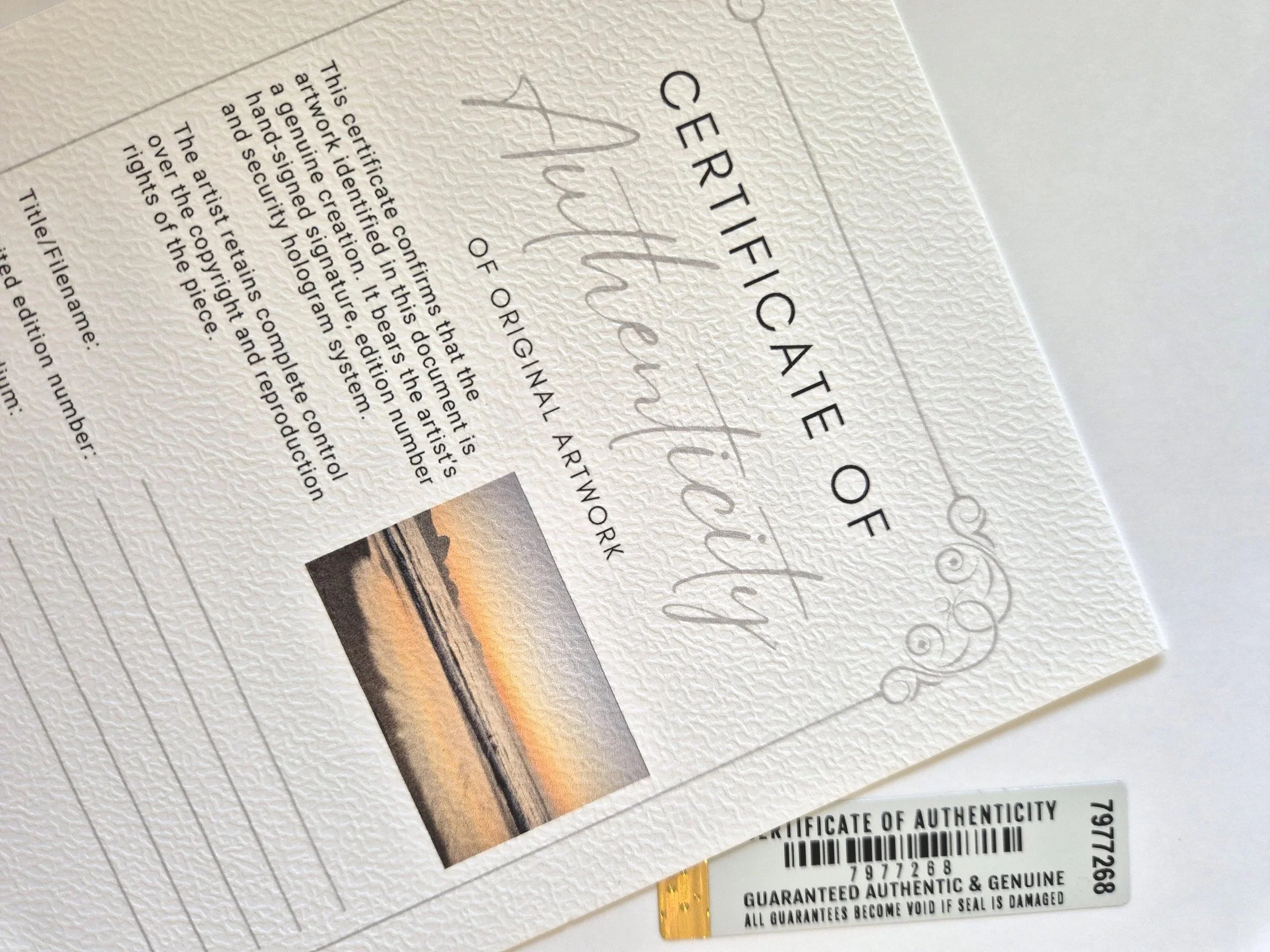 certificate of authenticity