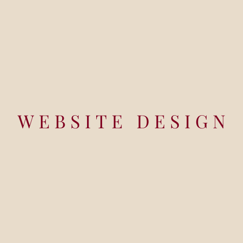 Text that reads 'Website Design' on a beige background with maroon font.