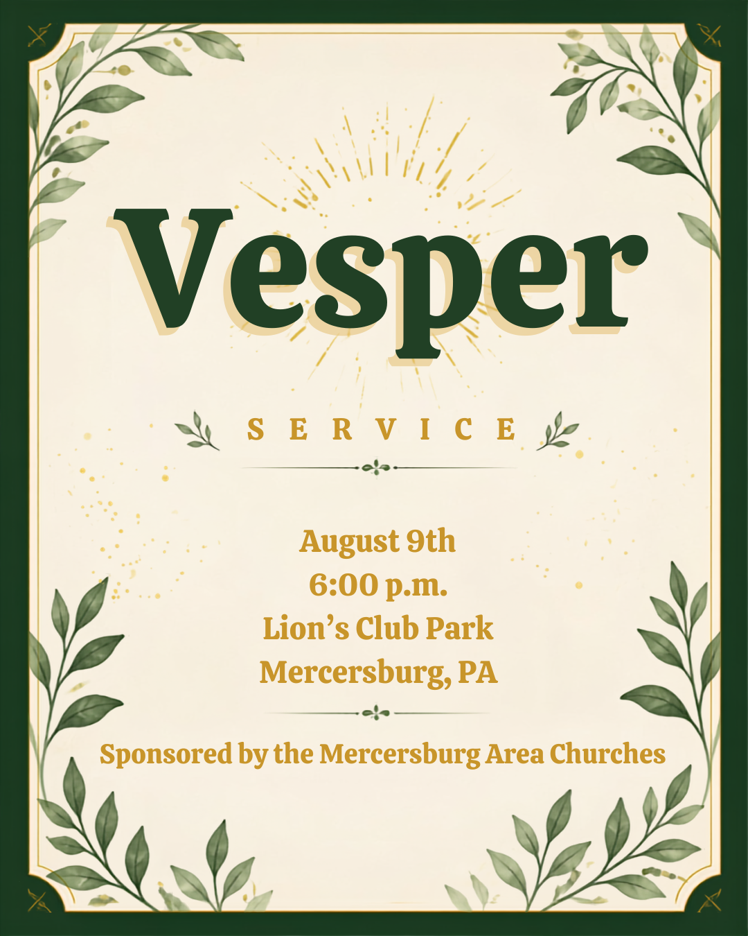 August 9th 600 p.m. Lion’s Club Park Mercersburg, PA Sponsored by the Mercersburg Area Churches (1).png