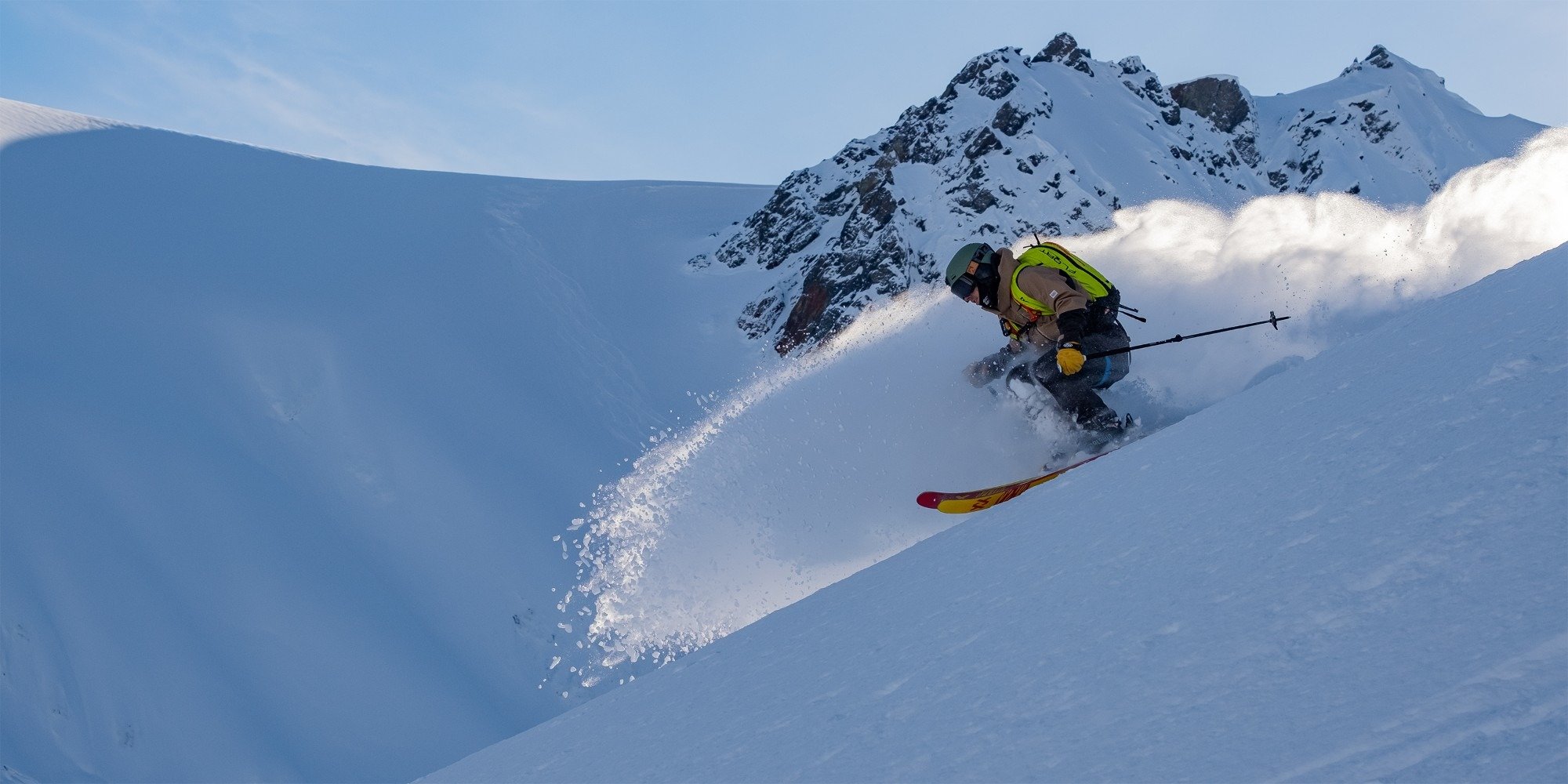 Skier in powder, graded with the LUT