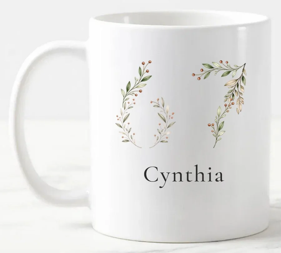 Personalized floral coffee mug