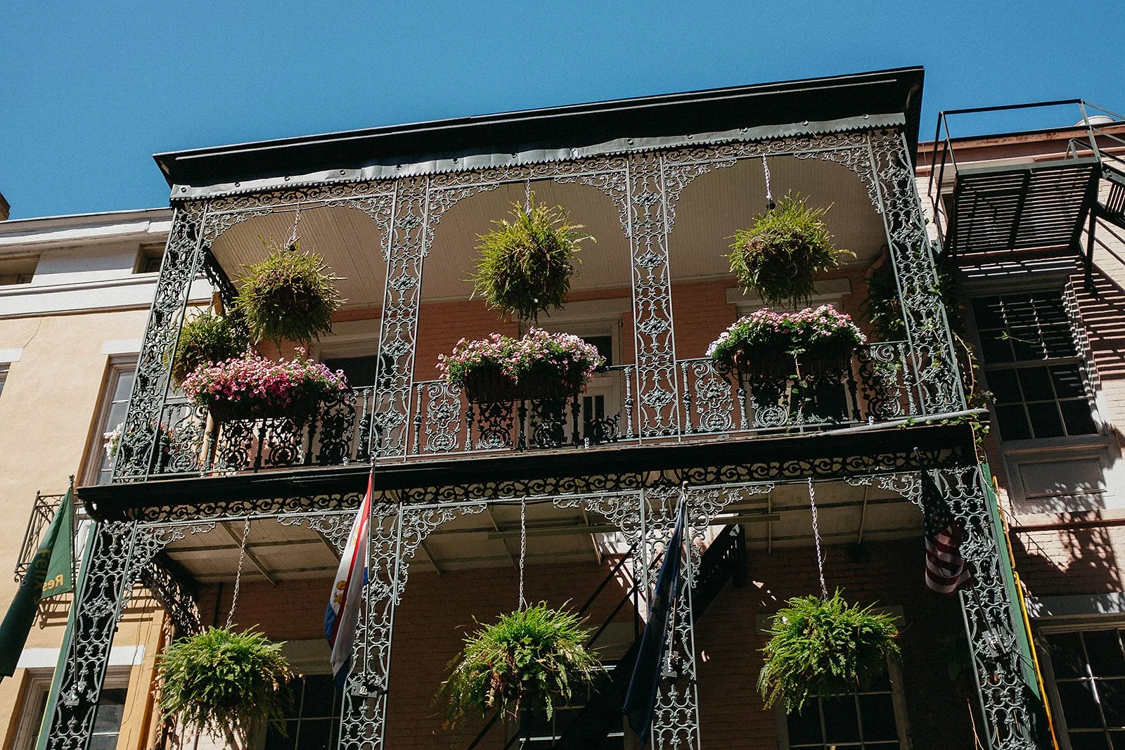 City vibe from the French Quarter in New Orleans.  City photography, balconies.