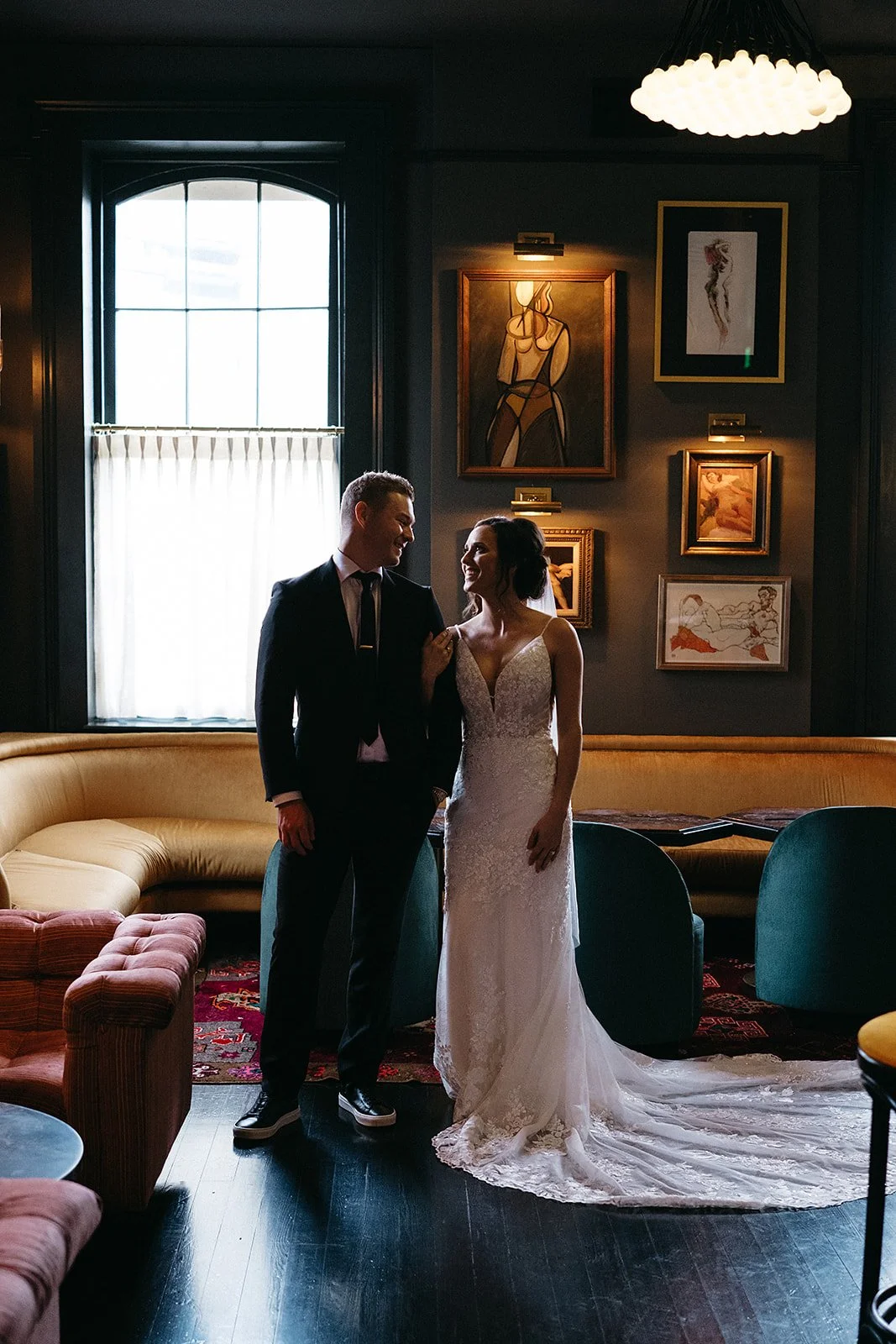 Bride and Groom Portraits at Hotel St. Vincent on Magazine street in the lower garden district in New Orleans before their wedding.