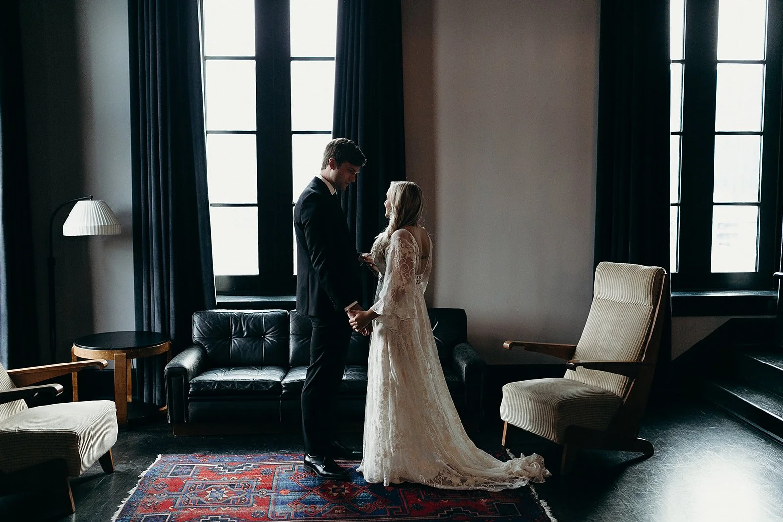Bride and groom stealing a moment during their wedding day at 
The Barnett - JDV by Hyatt in New Orleans