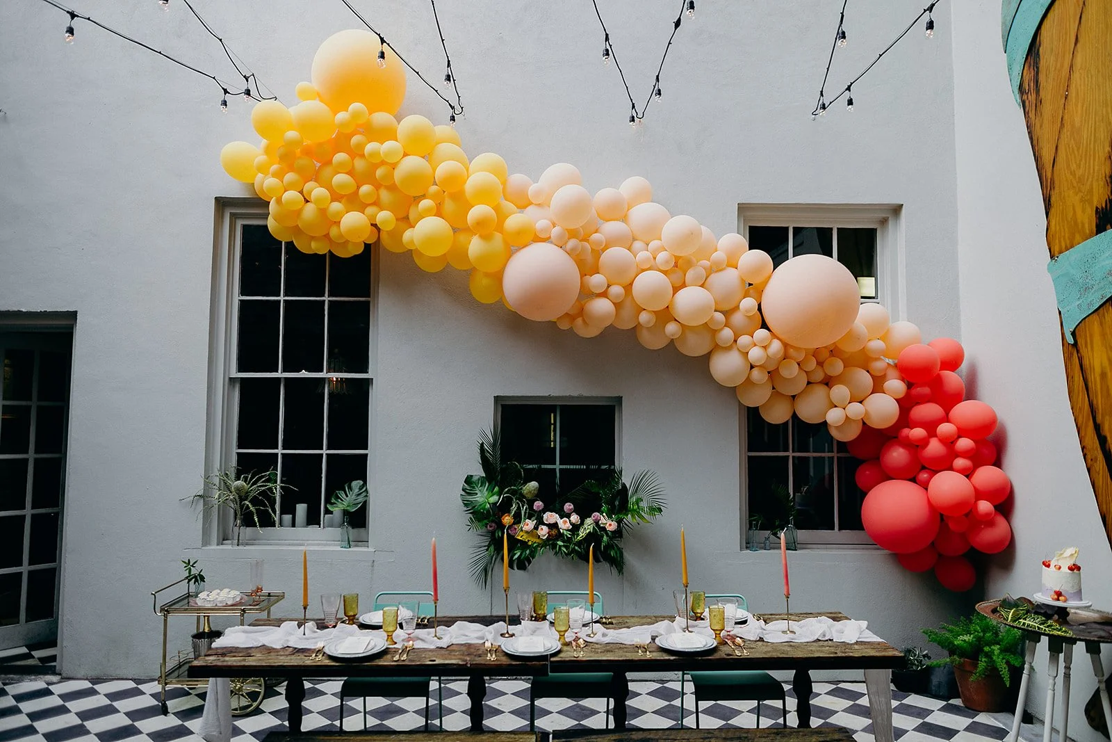 Balloon installation in the courtyard at the Catahoula New Orleans