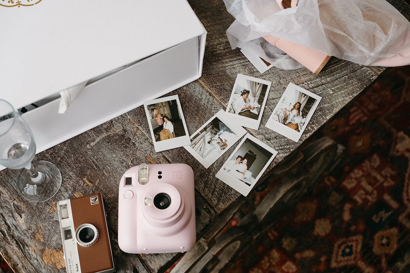 Polaroid photos from a wedding morning at Race & Religious
