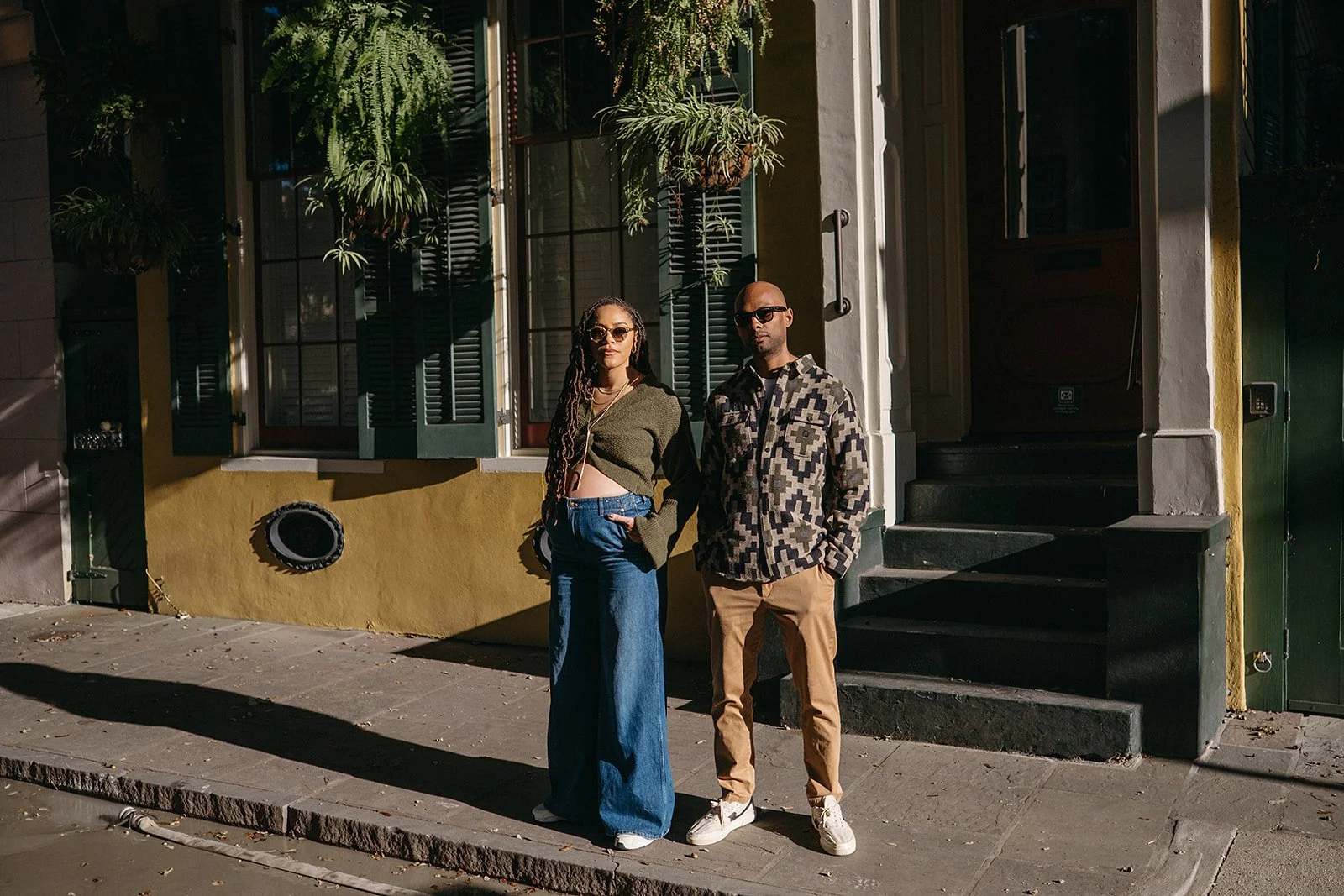 Maternity photo session on the streets of the French Quarter in New Orleans