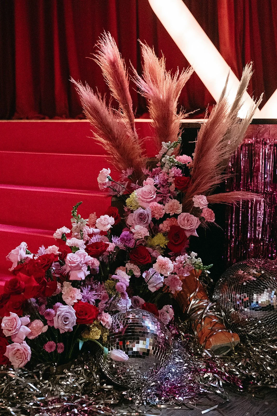 Detail photos of flower instalation. at a wedding in the ByWater, New Orleans