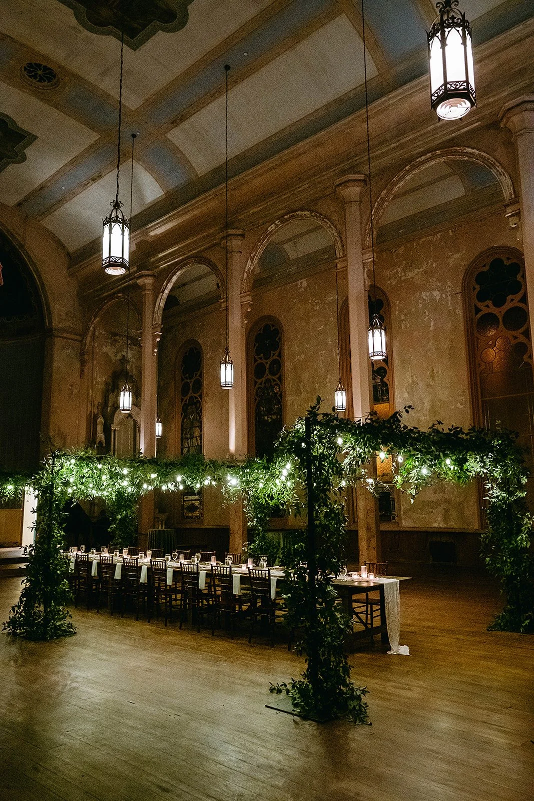 Corporate dinner at Hotel Peter & Paul in New Orleans.  Photo of installation in sanctuary.  Detail photo