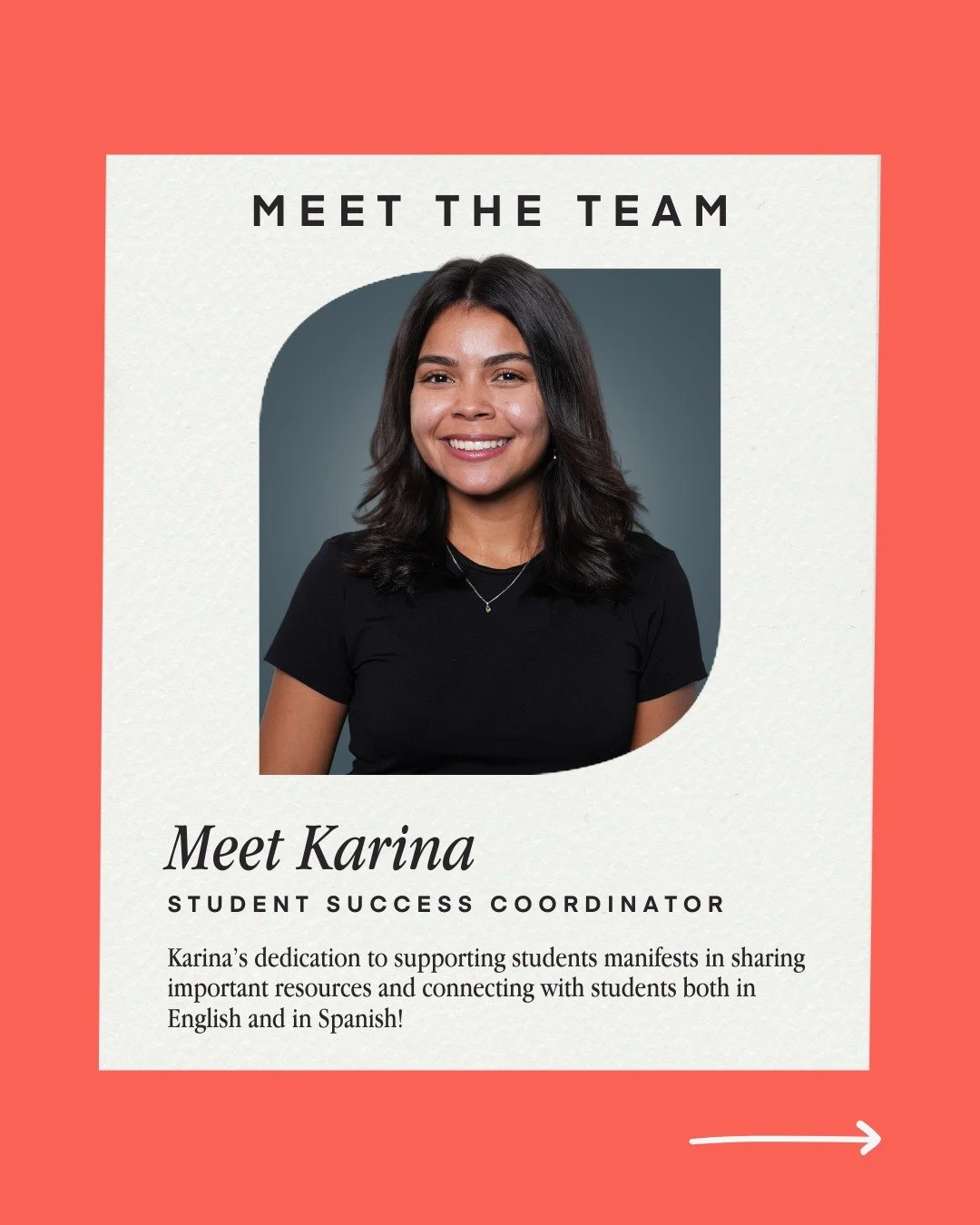 Meet Karina, one of our dedicated student success coordinators here at Triple V! She supports various of our students during one-on-one meetings and translates resources for our Spanish-speaking fellows. Learn more about our amazing team member. #BeT