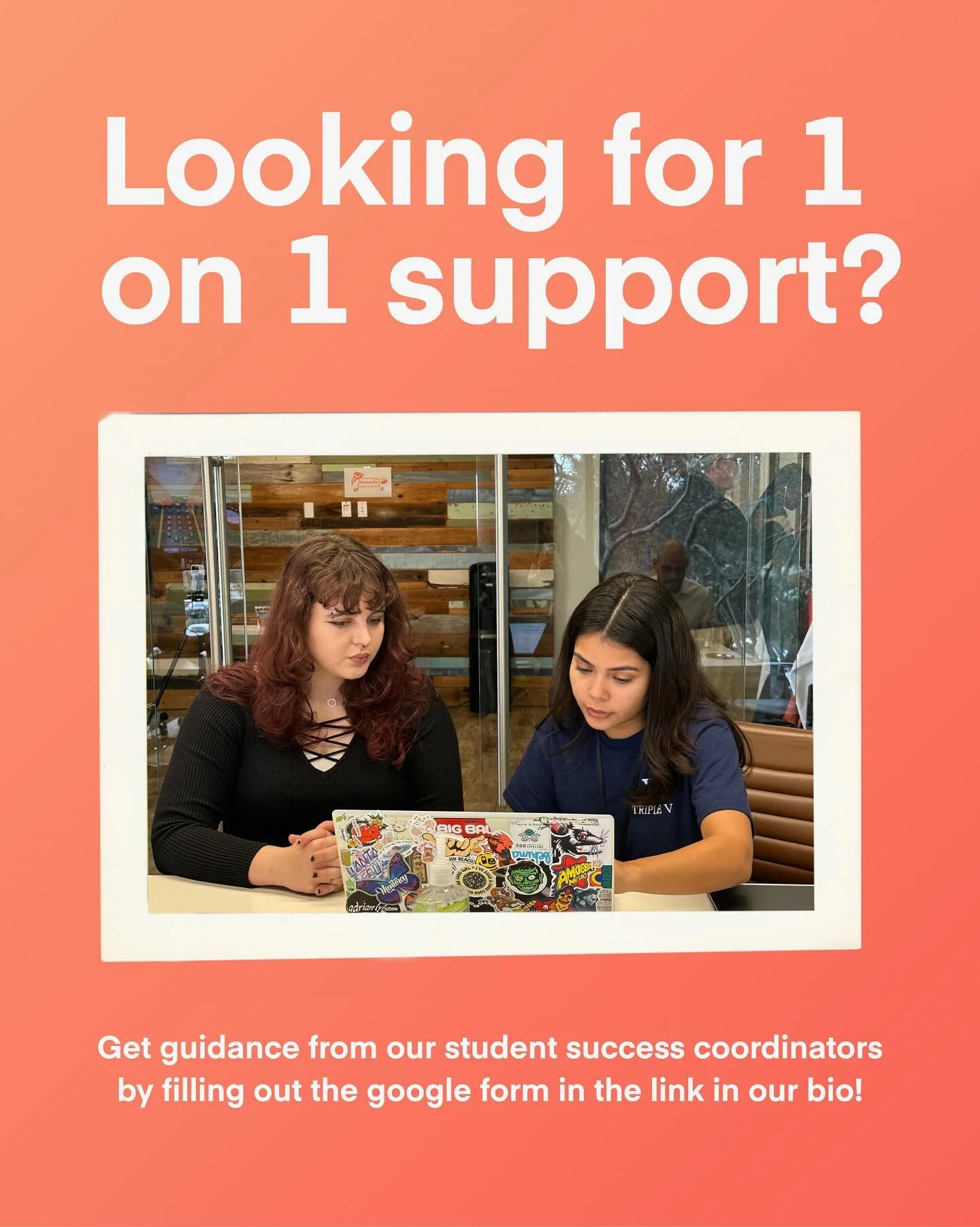 We help with with anything from writing scholarship essays to job interview practice! Fill out the form in our bio to request 1 on 1 support! 🤝