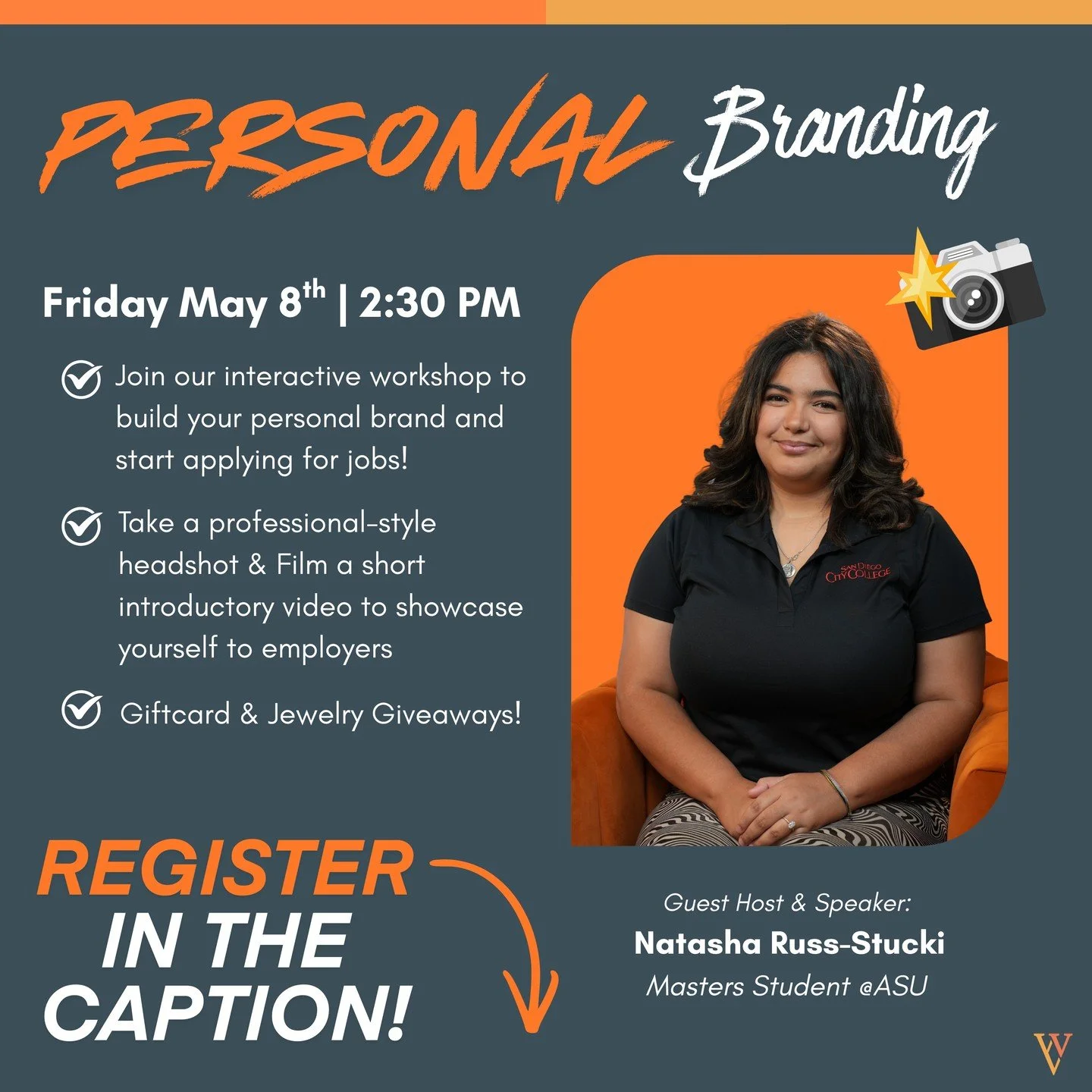 🍊 We are excited to announce our in-person May event for our San Diego Fellows!

✨ A Personal Branding Workshop cohosted by one of our incredible fellows, Natasha Russ Stucki, a current master&rsquo;s student and internationally published researcher