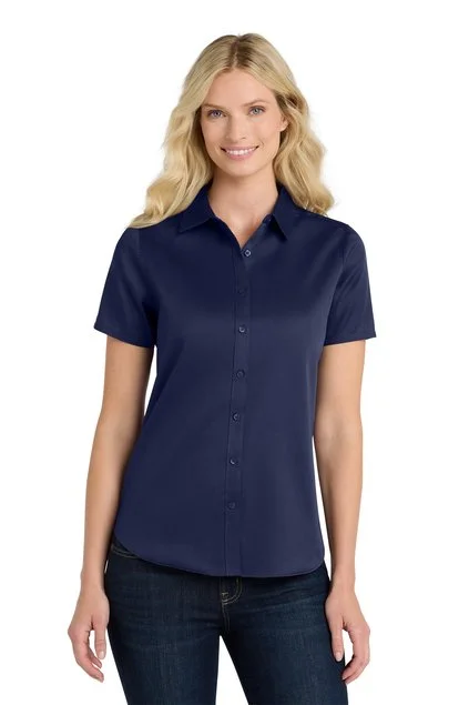 LW809 - Residence at Carlisle - Port Authority® Women's Short Sleeve SuperPro React™ Twill Shirt - Navy