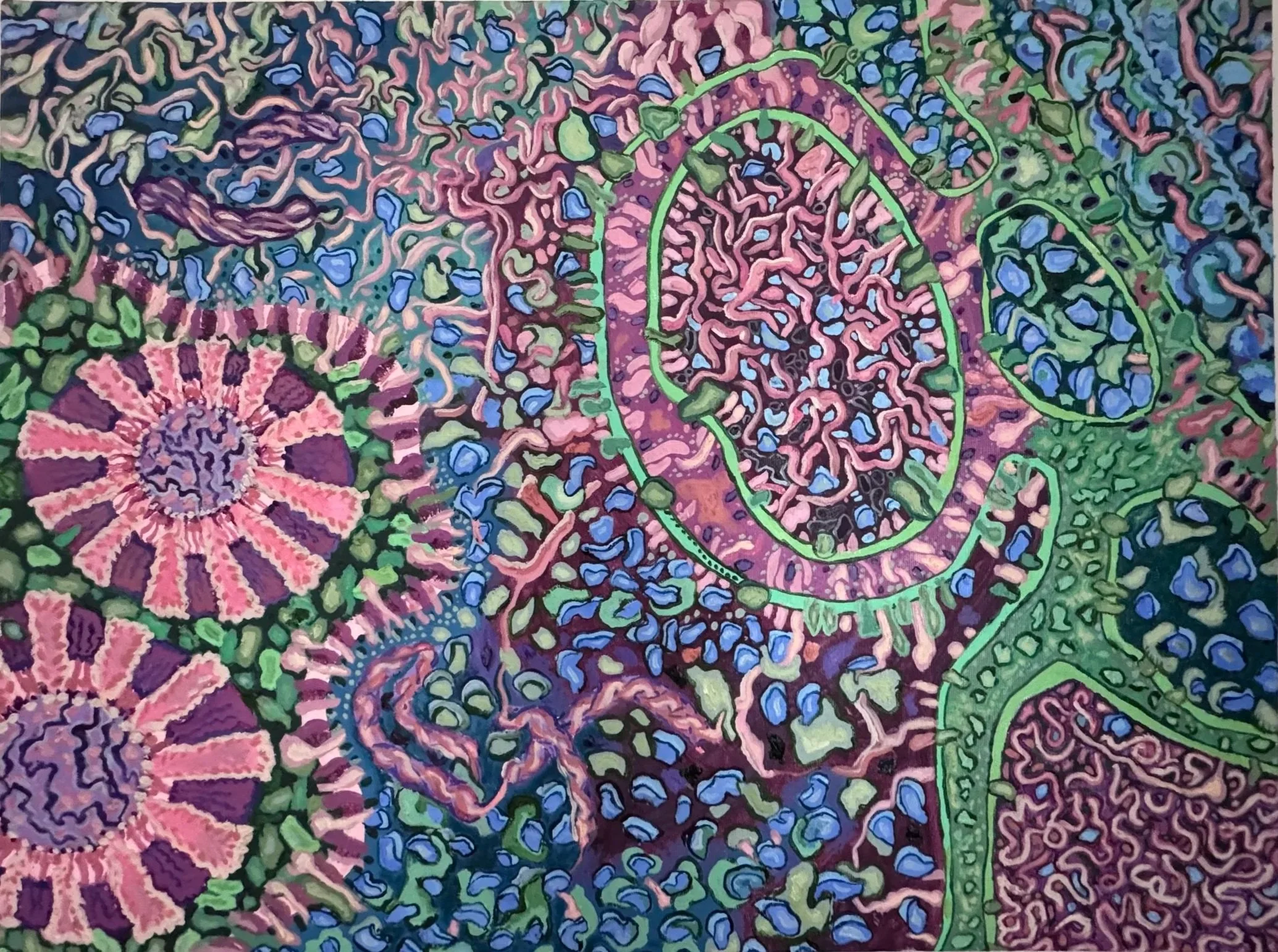 "Omicron under the microscope," oil on canvas, 18"x24"