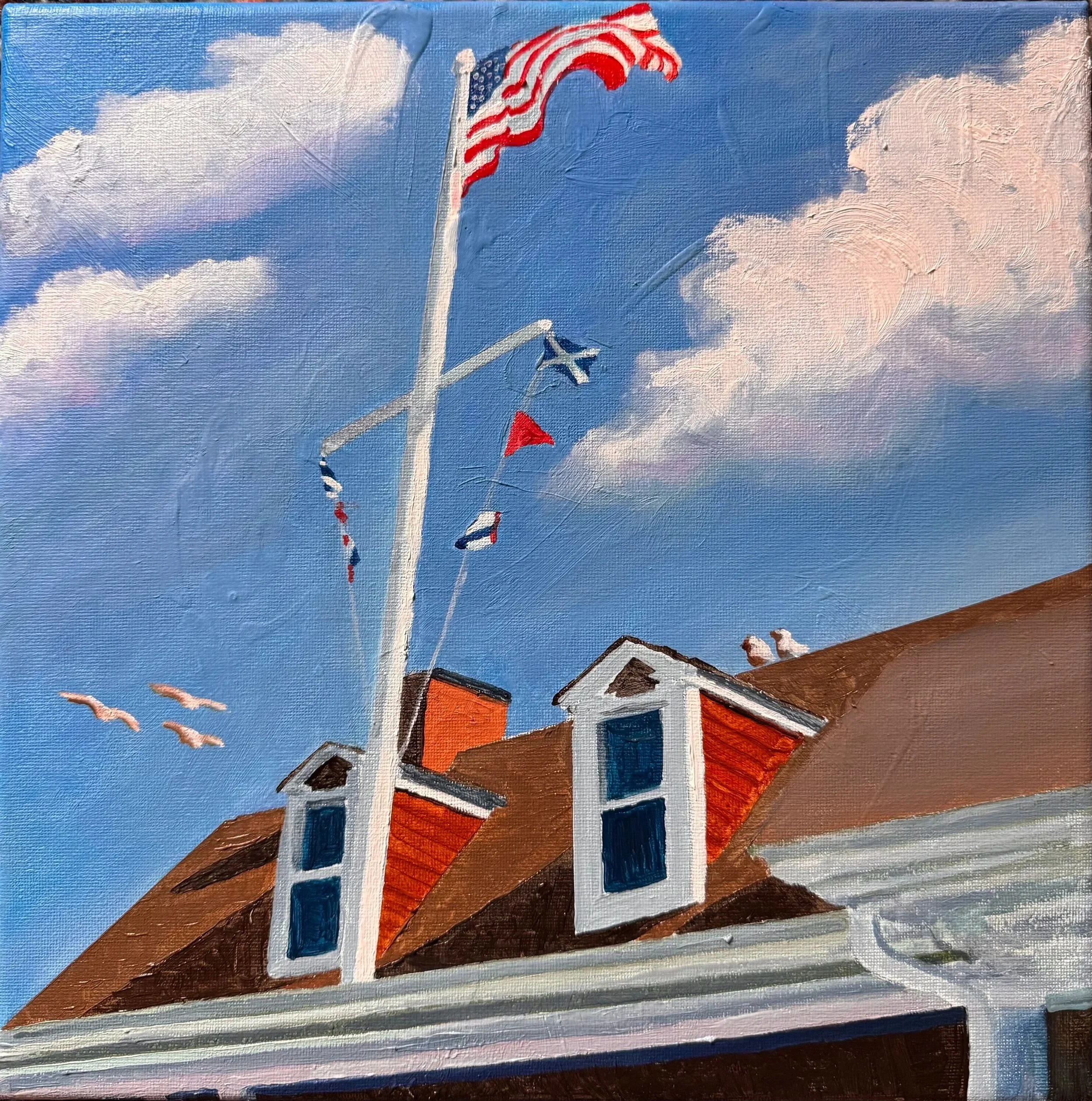 "High atop the B&T," oil on canvas, 12"x12"