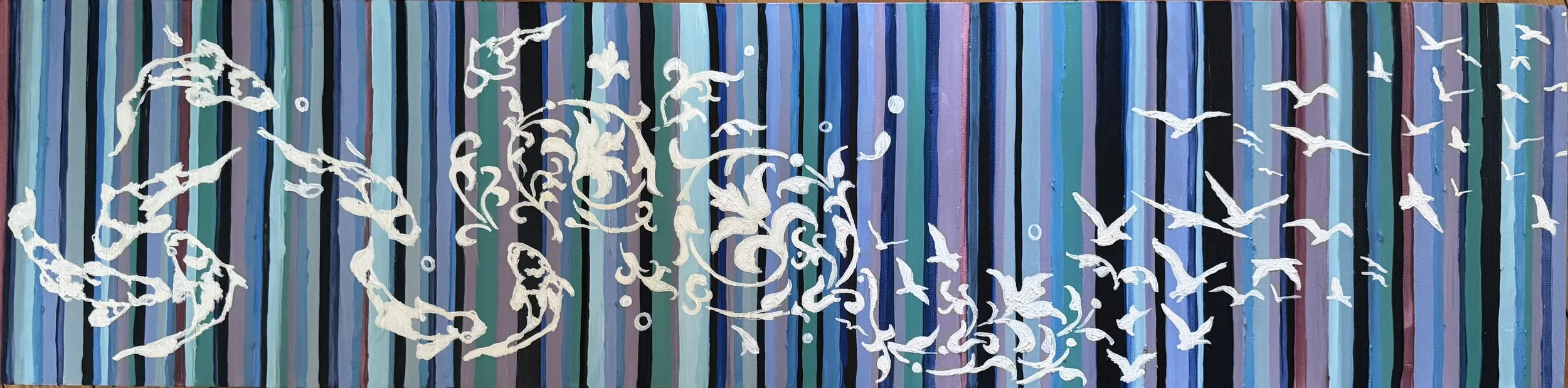 "Sea-Earth-Air," oil on canvas, 15"x60"