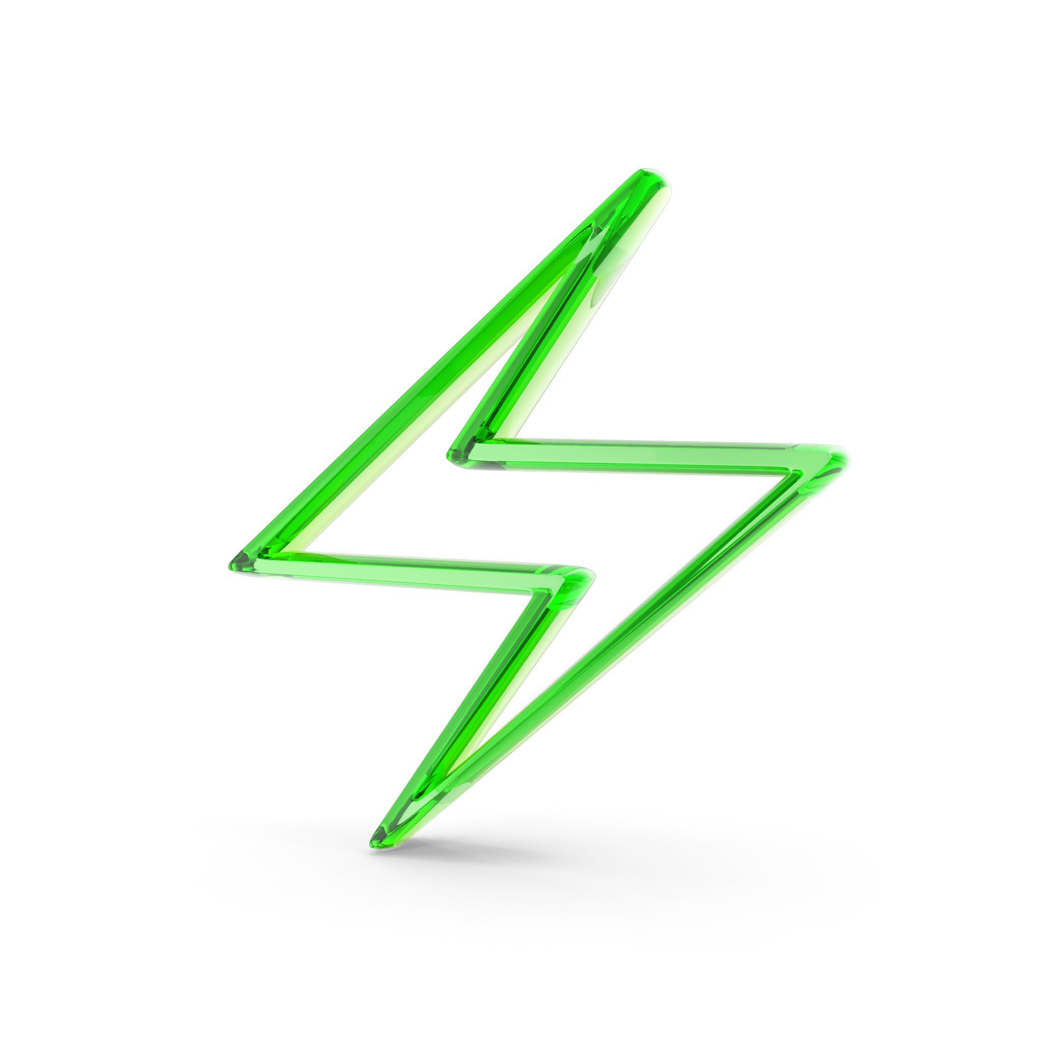 Green neon lightning bolt sign on a black background.