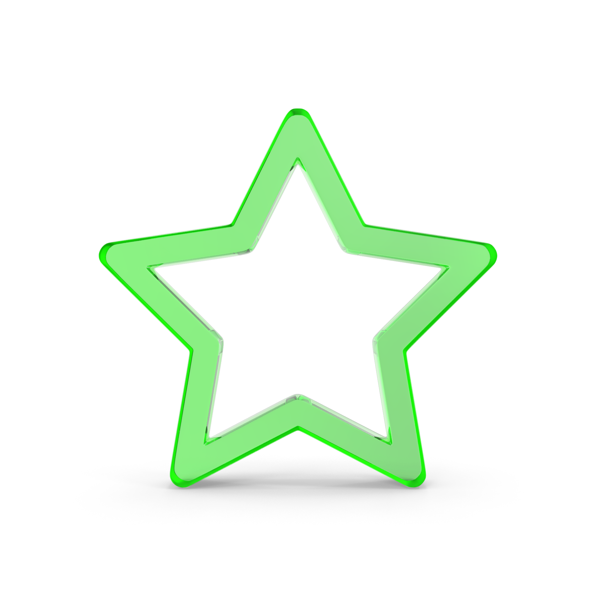 A neon green and gray star-shaped badge or emblem with a 3D effect on a black background