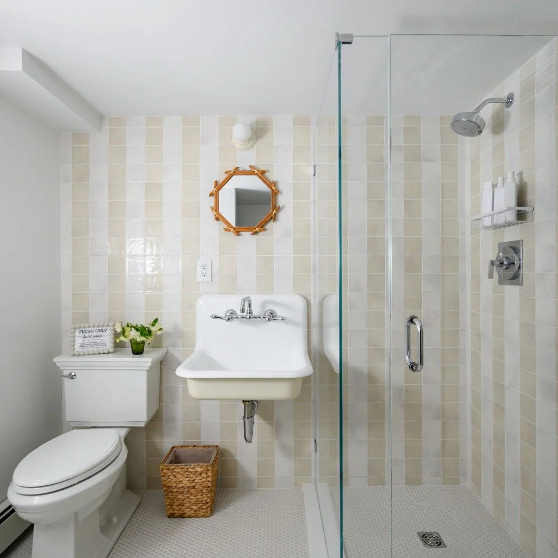 Some people live for a kitchen renovation, I live for bathroom glow ups. 

We took our old dark, closed-in bathroom and opened it up with a bright design that feels fresh, airy, and family-friendly. Clean lines, soft tones, and thoughtful details mak