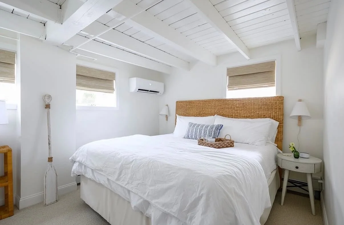 Wake up to crisp coastal air, soft morning light, and the quiet calm that only comes from being near the ocean. 🌊
This is the master bedroom at the Beach Bungalow in Plymouth, MA, designed for deep rest and slow mornings. And yes &mdash; every one o