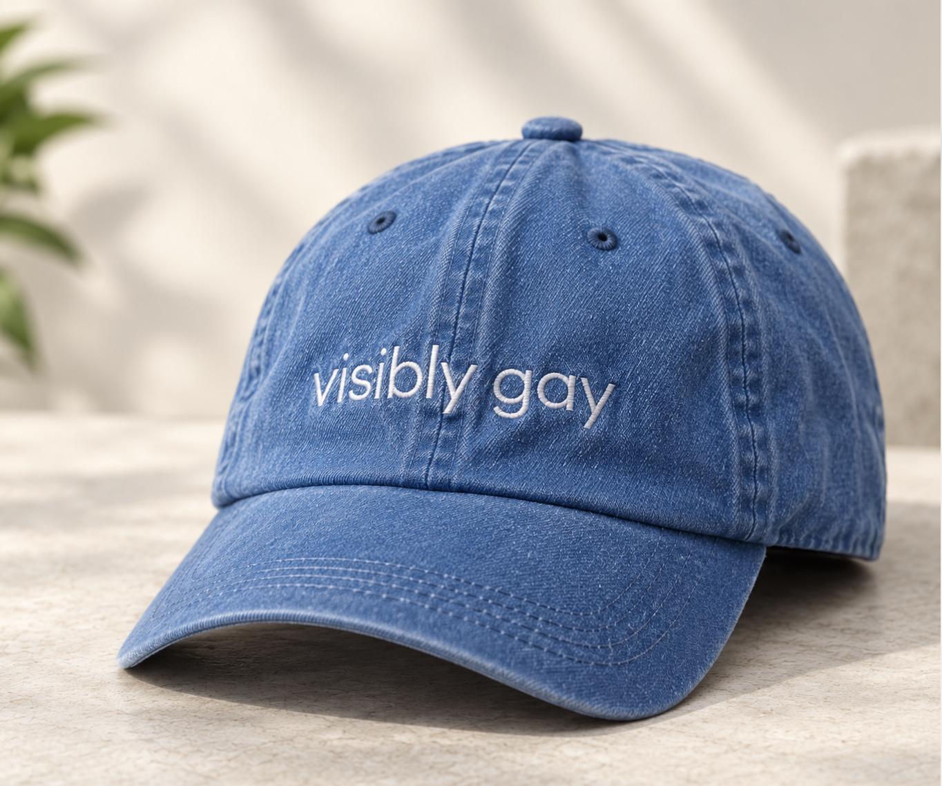 Blue "visibly gay" Hat