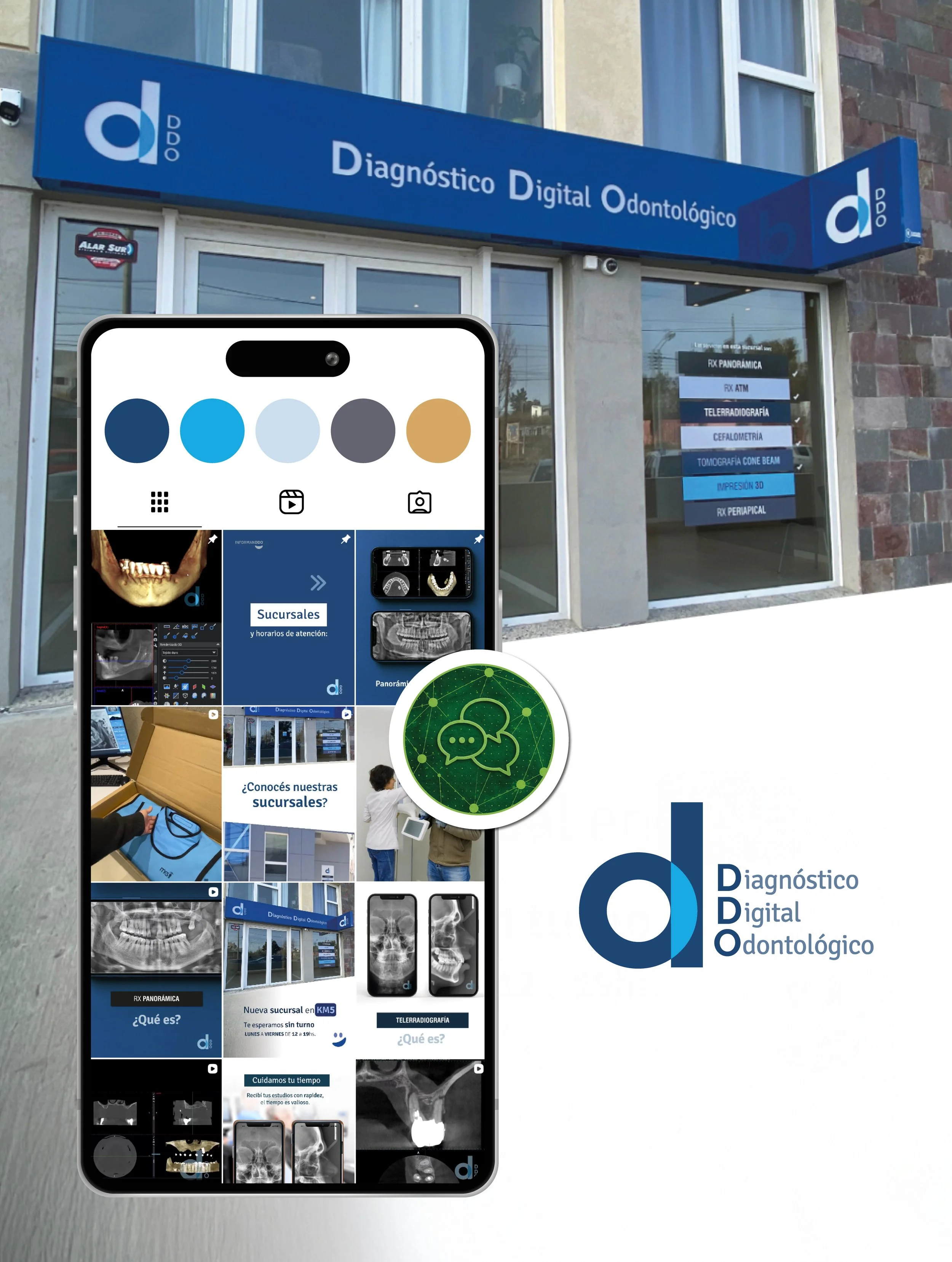 CASO DDO — Odontología
Acompañamos a DDO en la construcción y evolución de su marca, desarrollando su identidad visual y aplicándola en fachadas, sucursales y piezas de comunicación.

Gestionamos su comunicación en redes sociales, generando contenido