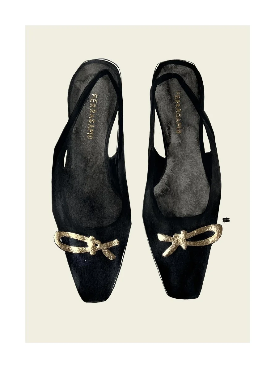 Ferragamo, 2025
Paper, ink & gold leaf
21 × 30 cm