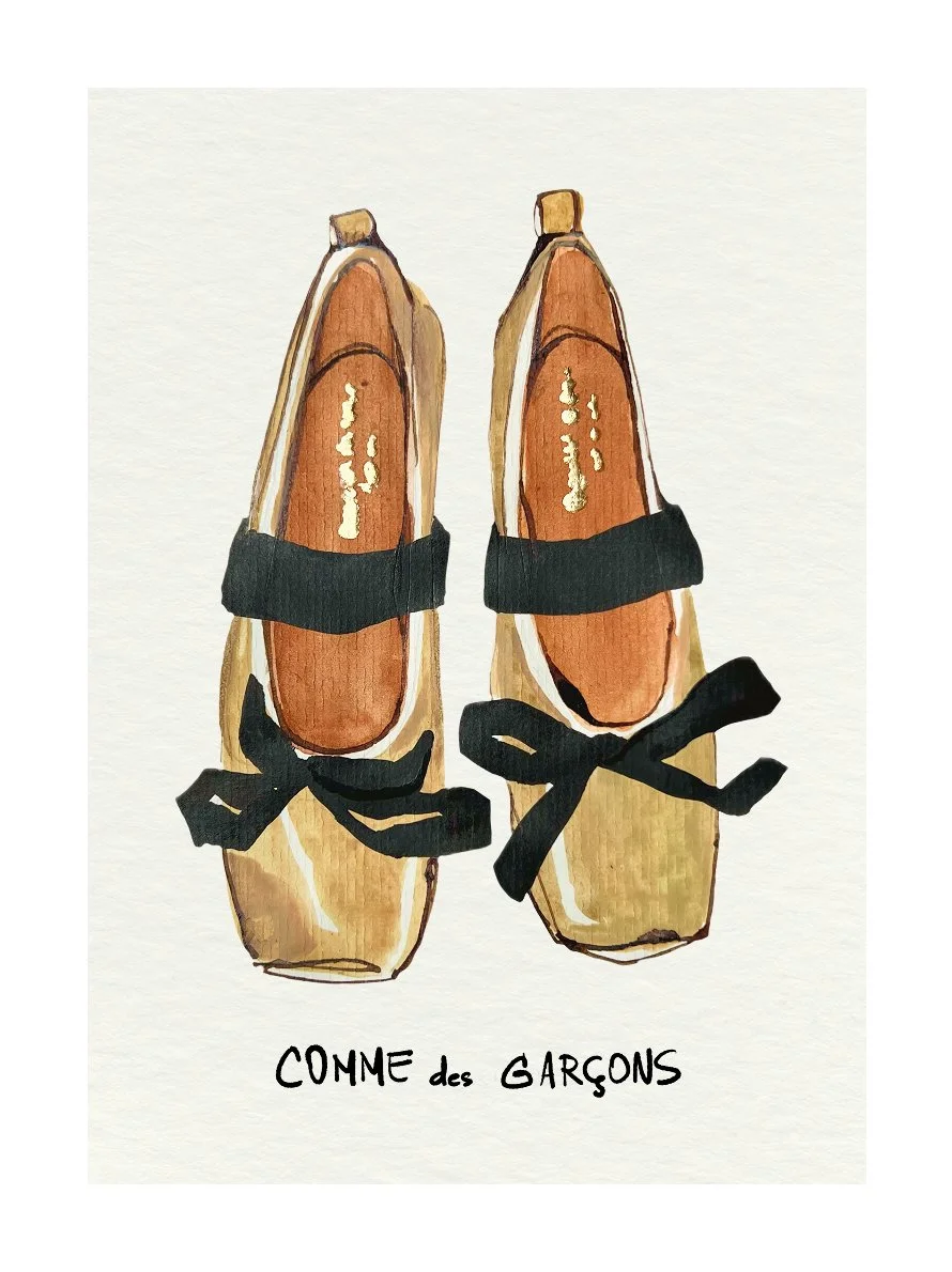 Comme des Garçons, 2025 
Paper, ink & gold leaf
14 × 21 cm