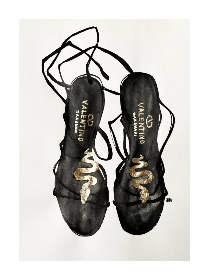 Valentino, 2025
Paper, ink & gold leaf
21 × 30 cm