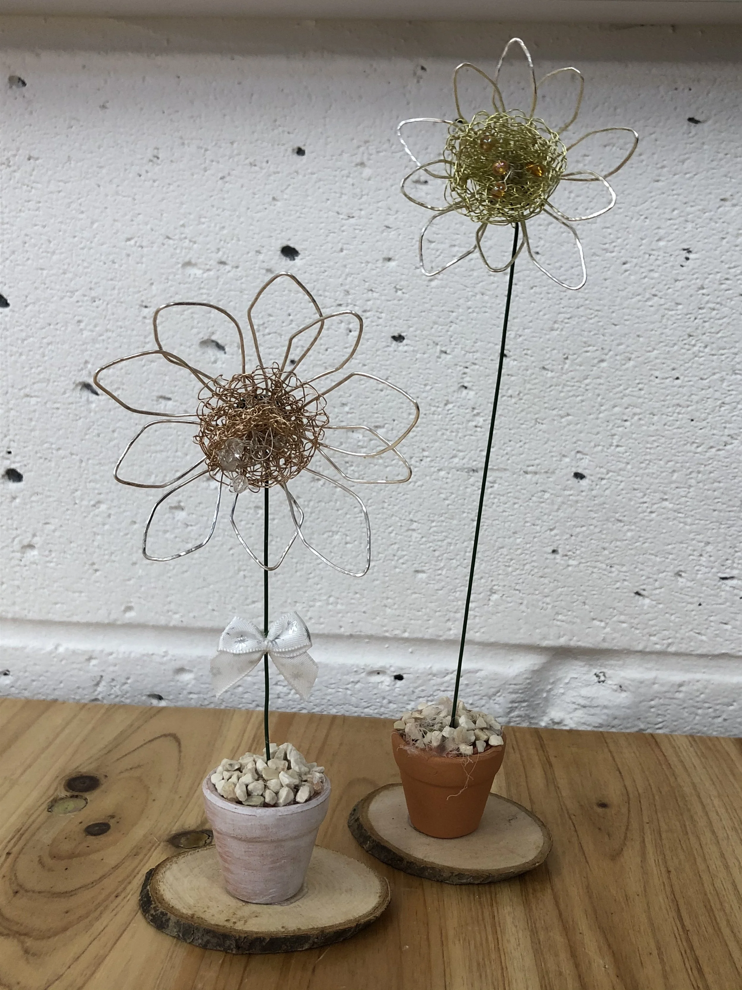 Hand knitted Wire Flower Ornament