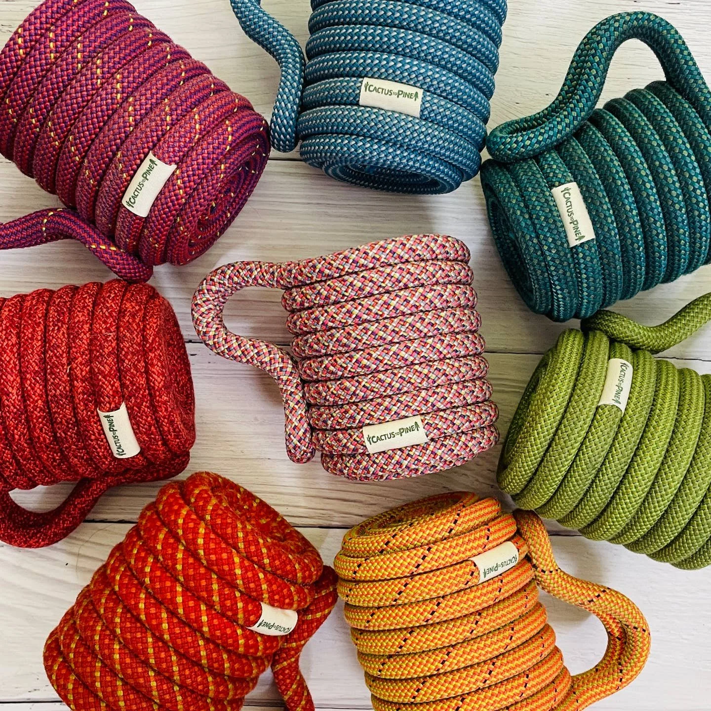 Wonderous gifts created from reclaimed climbing rope. Don't worry, we waiting until they were done with it. 