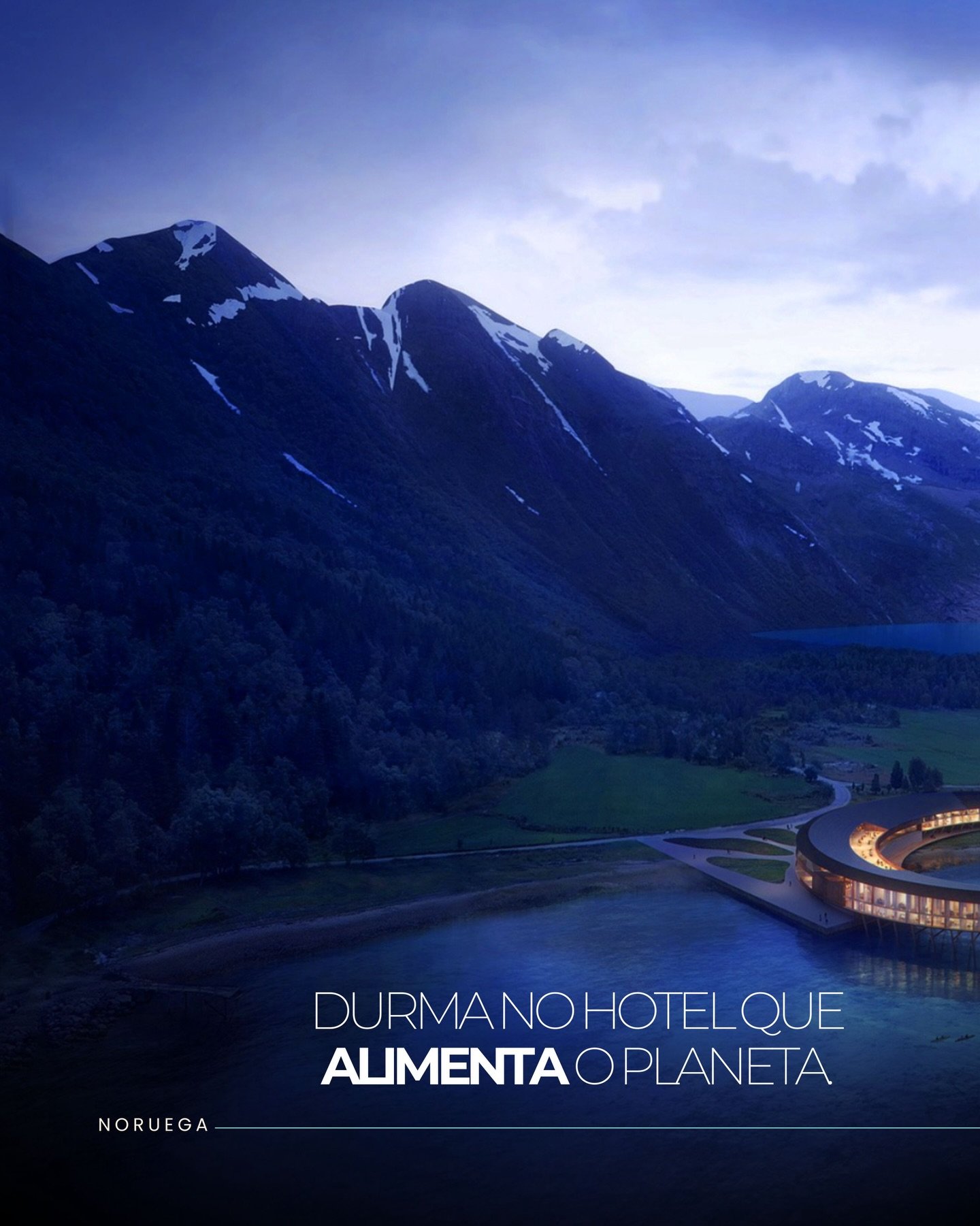 O hotel mais sustent&aacute;vel do mundo existe. 
E &eacute; lindo! 

Enquanto voc&ecirc; observa a arquitetura suspensa no horizonte &aacute;rtico, cada sistema funciona em sil&ecirc;ncio absoluto. 

O Svart Glacier Hotel com todas as suas a&ccedil;