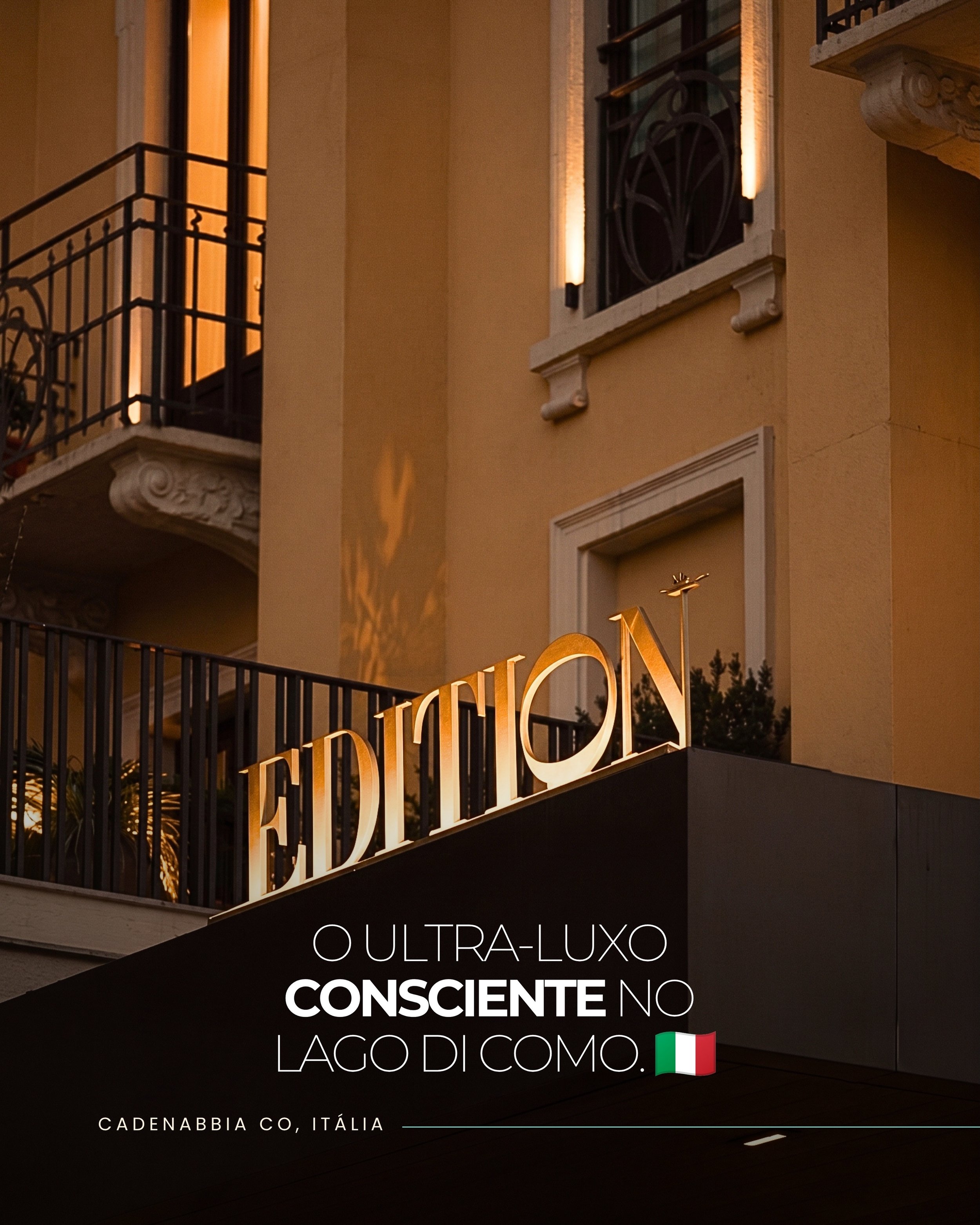 O Lago di Como sempre foi o endere&ccedil;o definitivo da opul&ecirc;ncia cl&aacute;ssica italiana. Inaugurado em abril de 2026, o The Lake Como EDITION redefiniu essa tradi&ccedil;&atilde;o ao integrar o minimalismo cinematogr&aacute;fico assinado p
