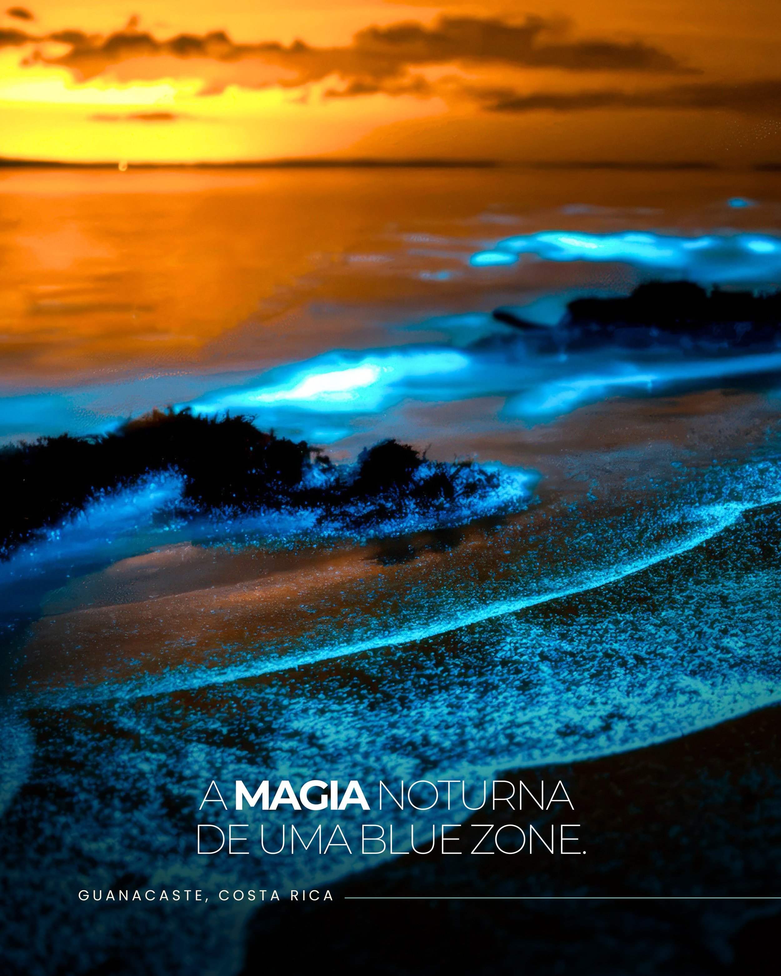 Na prov&iacute;ncia de Guanacaste, o espet&aacute;culo da biodiversidade marinha que ilumina o oceano &agrave; noite &eacute; apenas o come&ccedil;o da experi&ecirc;ncia.

Reconhecida globalmente como uma Blue Zone &mdash; uma das raras regi&otilde;e