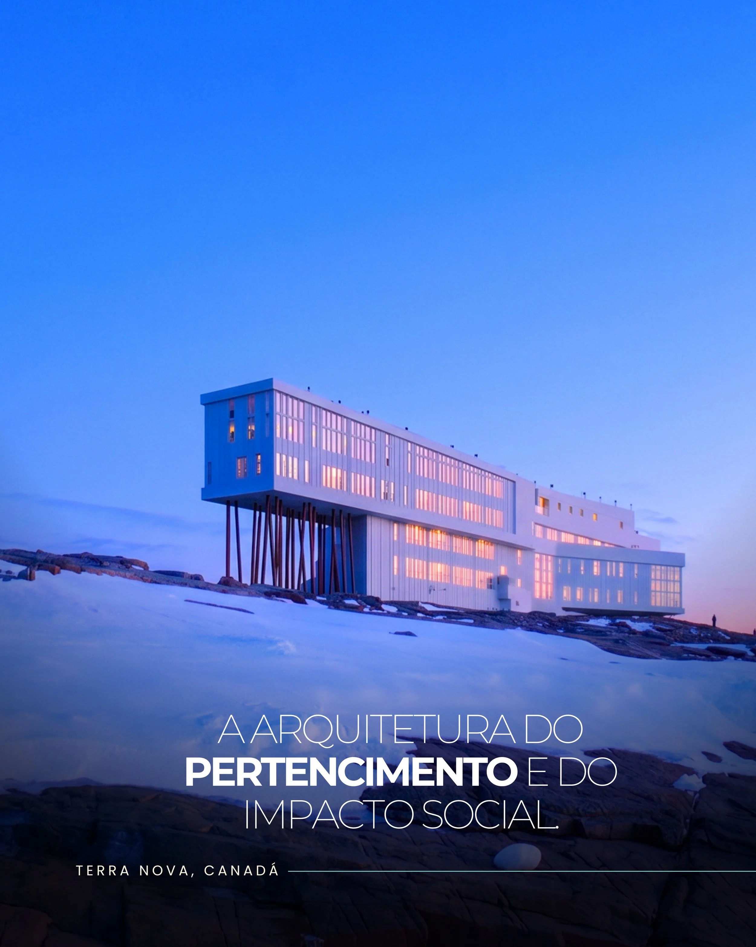 Na remota costa da Terra Nova, o Fogo Island Inn &eacute; mais do que um marco da arquitetura contempor&acirc;nea: &eacute; um modelo global de sustentabilidade social e comunit&aacute;ria. 

Projetado sobre palafitas para respeitar a rocha vulc&acir