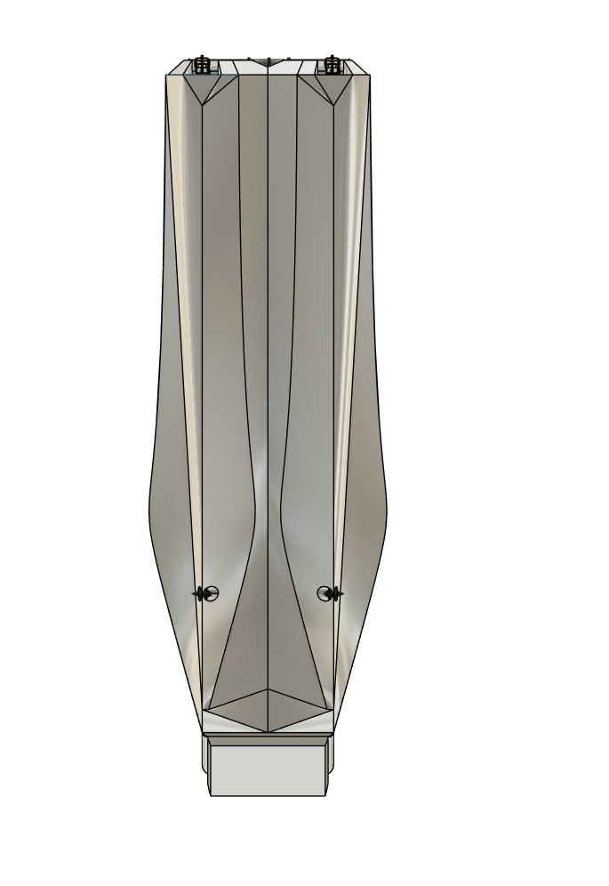Top view of a stainless steel locker with two doors and a lock on each door.