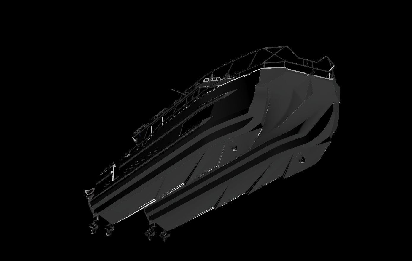 50ft by 15.5 ft catamaran quad cox marine diesel outboards