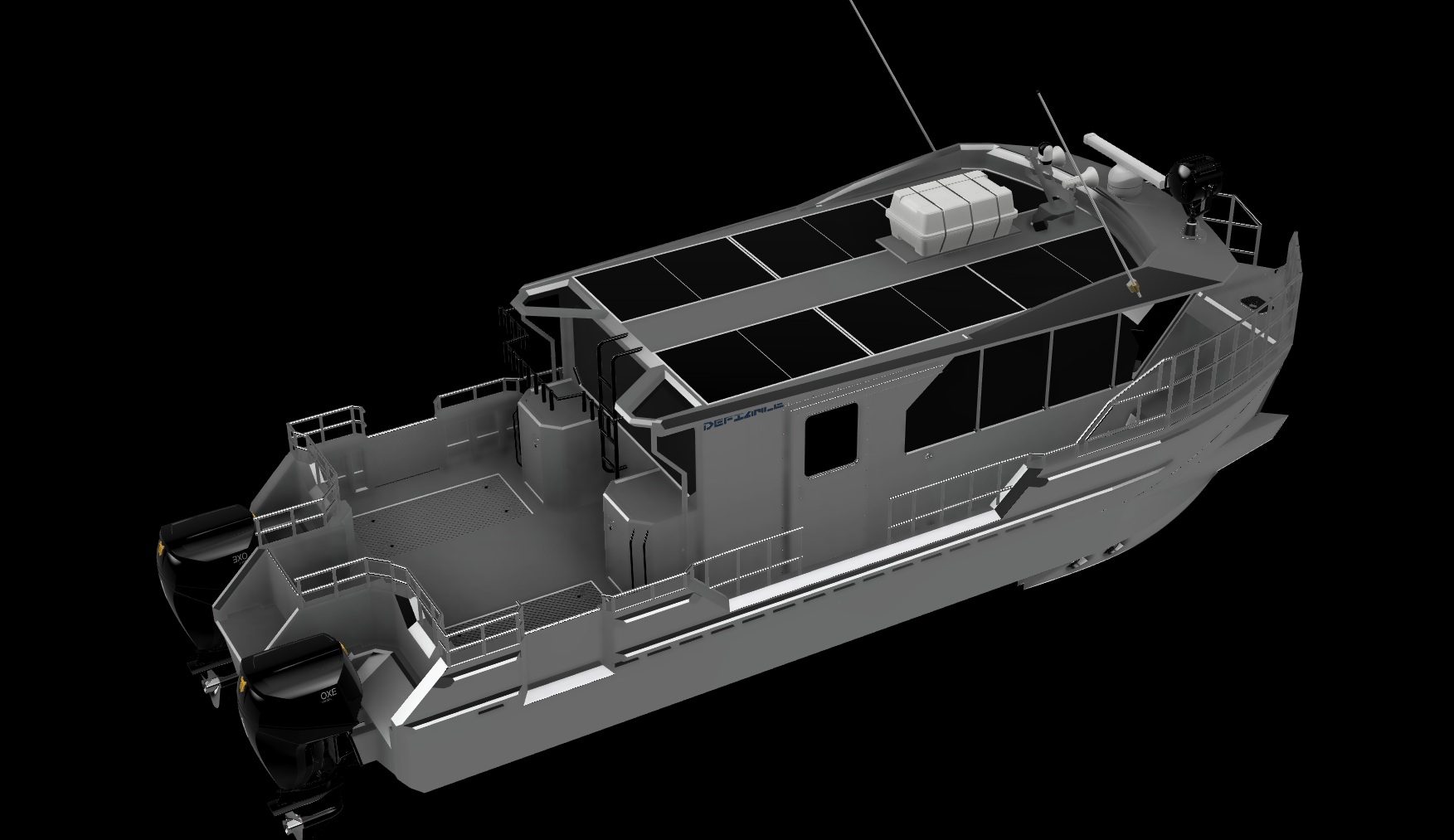 32 stepped hull Catamaran twin oxe diesel 200hp outboards 4.png
