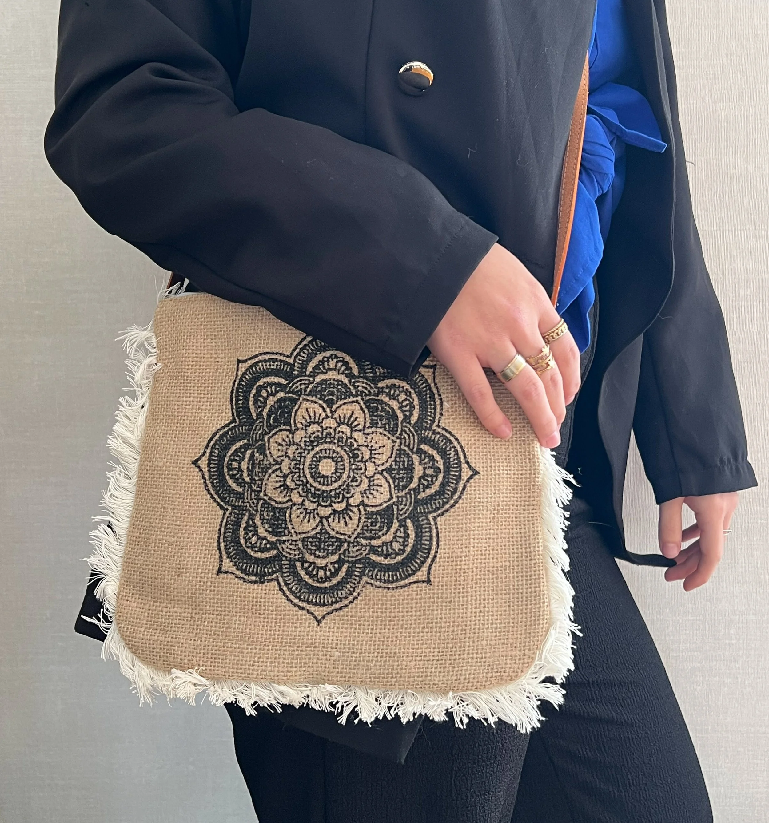 Sac à franges - Mandala Noir