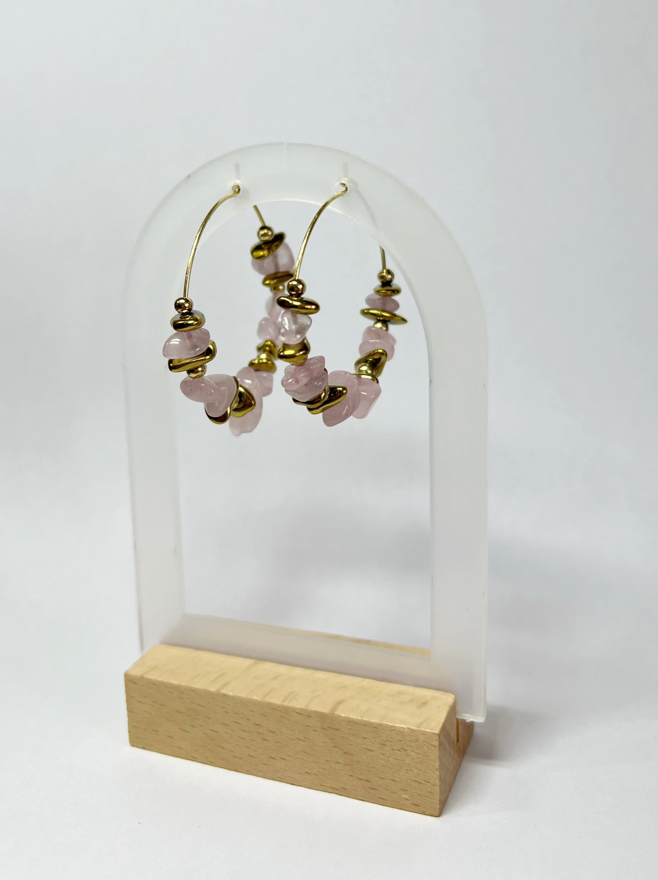 Boucles d'oreilles "Coralie" - Quartz rose