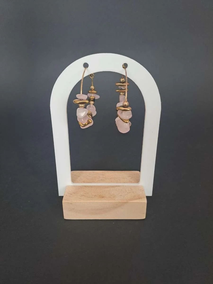 Boucles d'oreilles "Coralie" - Quartz rose