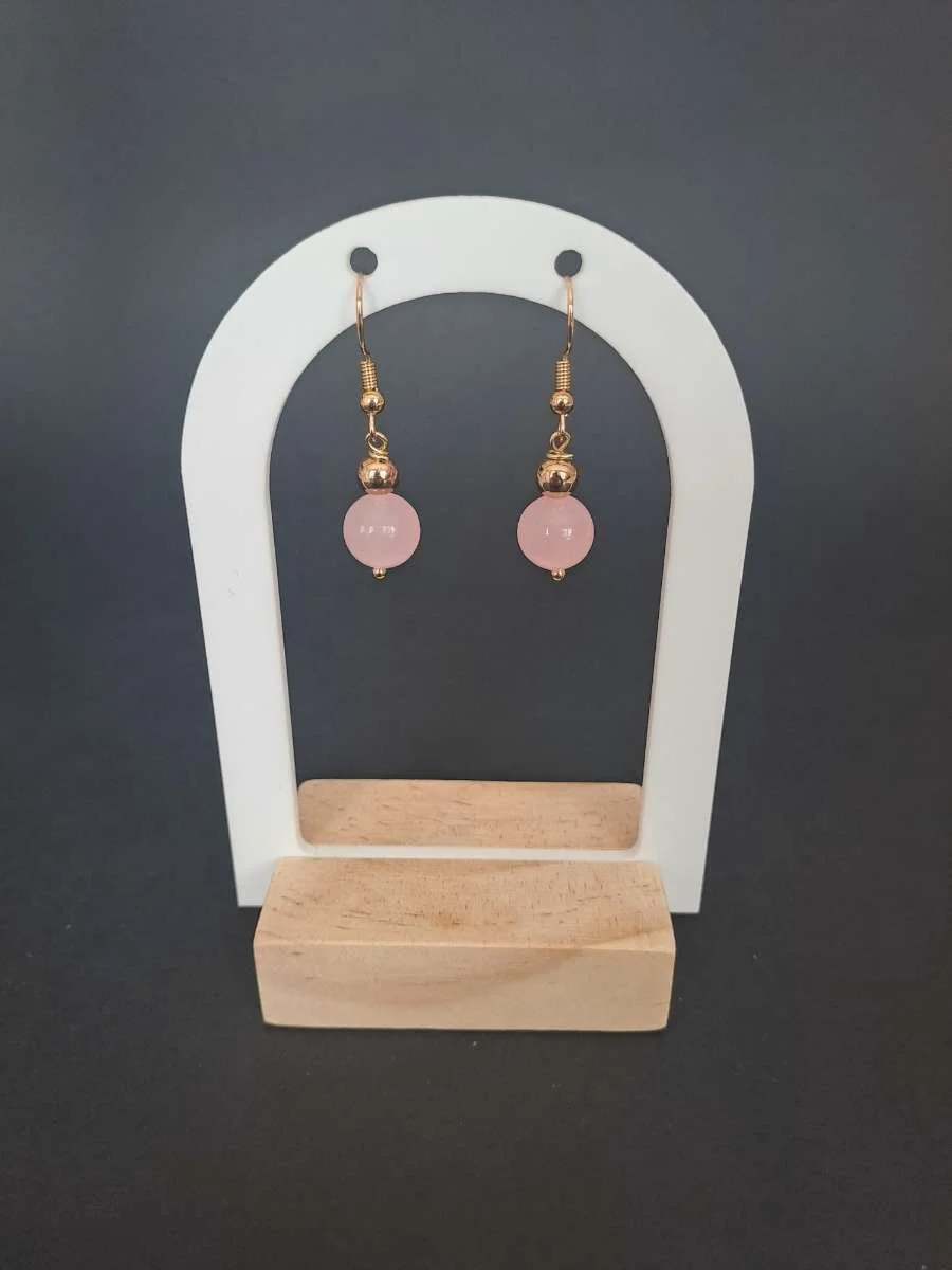 Boucles boule Quartz rose